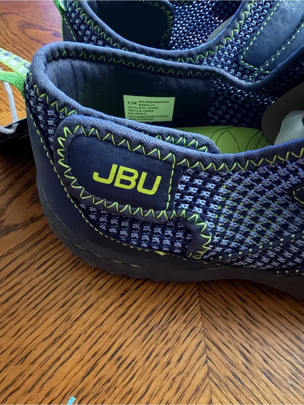 JBU Navy and Lime Green Men's Casual Slip-On Sandals